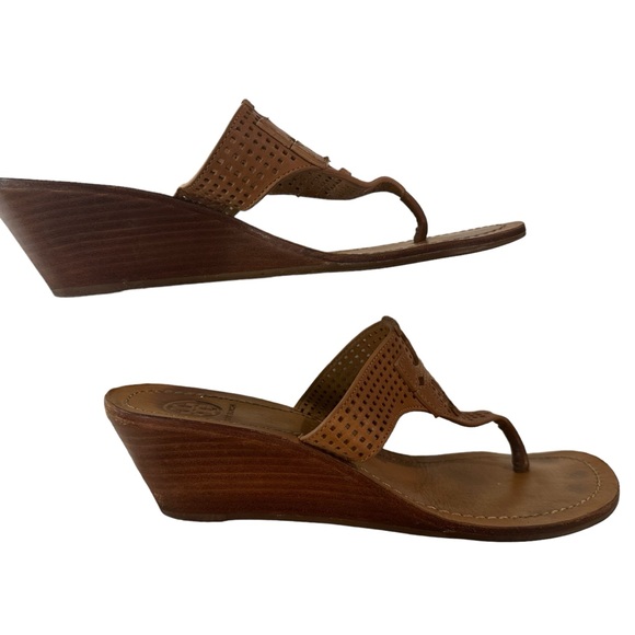 Tory Burch Wedge Thong Leather Sandals size 7.5 M - Picture 3 of 7